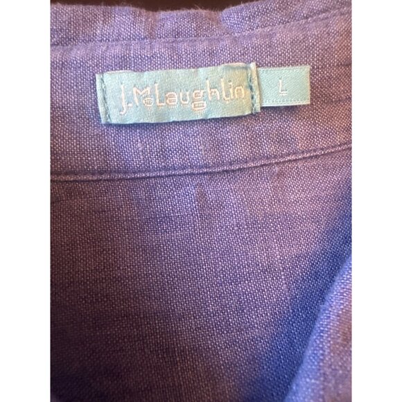 J. McLaughlin WoBlue Linen Button-Down Shirt L Lightweight Casual Long Sleeve - Picture 2 of 7